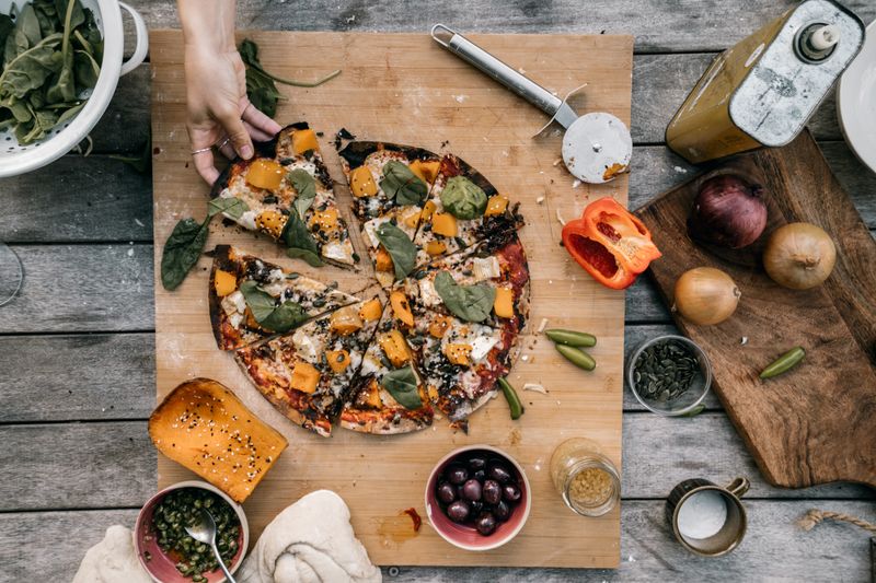 Roasted Veggie luce pizza — colorful vegetarian pizza